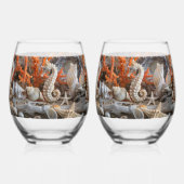 Zeepaardschelpen Koraal Tropisch Elegant Wijnglas Zonder Voet (Achterkant)