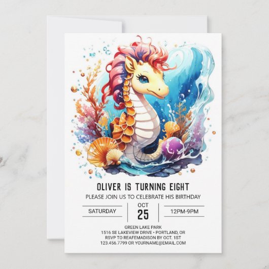 Zeepaardsereniteit nautische verjaardag kaart (Voorkant)