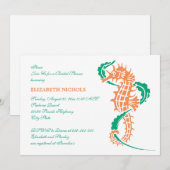 Zeepaardsmaragd, koraal bruiloft vrijgezellenfeest kaart (Voorkant / Achterkant)