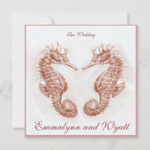 zeepaardstrand - bruin trouwfeest - uitnodiging (Achterkant)