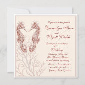 zeepaardstrand - bruin trouwfeest - uitnodiging (Voorkant)