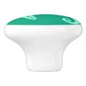 Zeepaardvis — blauwgroen- en zeepuipersgroen keramische knop (Zijkant)