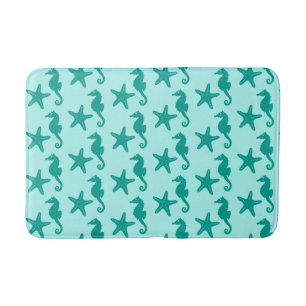 Zeepaardvis — turquoise en aqua badmat