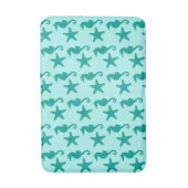 Zeepaardvis — turquoise en aqua badmat (Voorkant Verticaal)