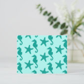 Zeepaardvis — turquoise en aqua briefkaart (Staand voorkant)