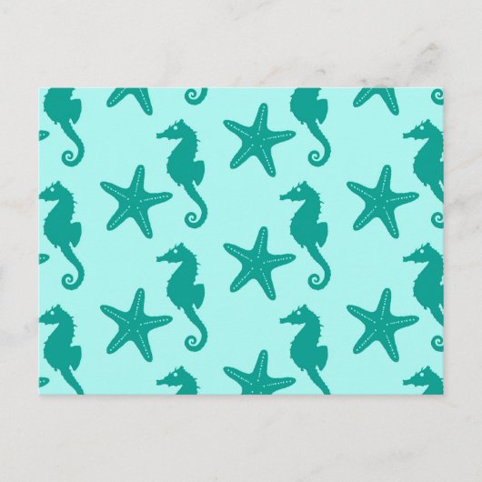 Zeepaardvis — turquoise en aqua briefkaart (Voorkant)