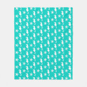 Zeepaardvis - wit op turquoise fleece deken (Voorkant)