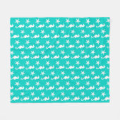 Zeepaardvis - wit op turquoise fleece deken (Voorkant (Horizontaal))