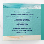 Zeepaardzand strand oceaan golven waterverf drieluik uitnodiging (Binnenzijde eerst)