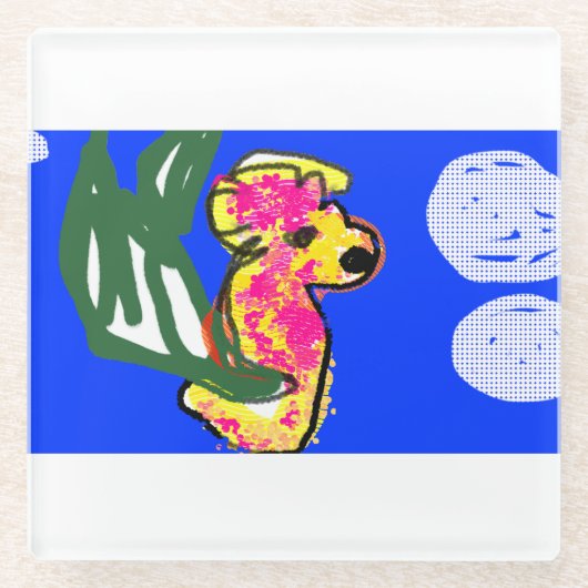 zeepaardzomer glazen onderzetter (Voorkant)