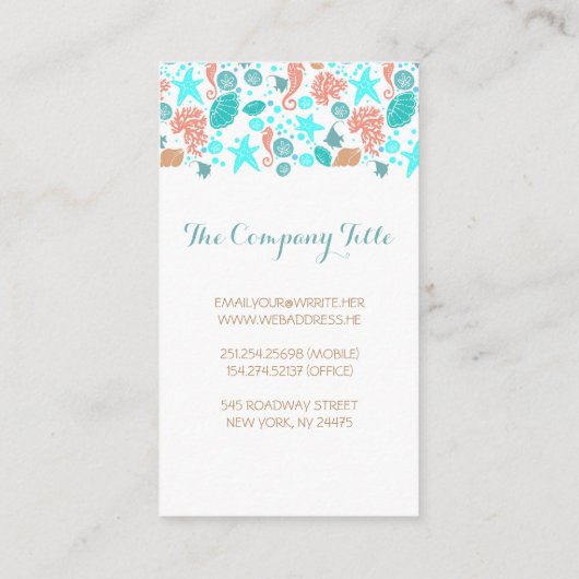 Zeepaarten in de zee visitekaartje (Achterkant)