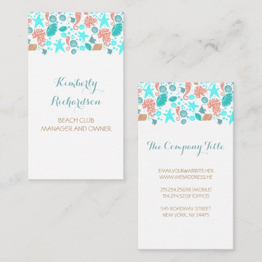 Zeepaarten in de zee visitekaartje (Voorkant / Achterkant)