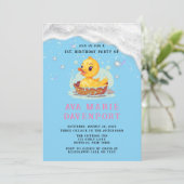 Zeepachtig Geel Rubber Duck Meisje 1st. verjaardag Kaart (Staand voorkant)