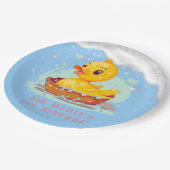 Zeepachtig Geel Rubber Eend Meisje 1e Verjaardagsf Papieren Bordje (Gekanteld)