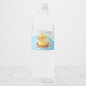 Zeepachtig Geel Rubber Eend Meisje 1e Verjaardagsf Waterfles Etiket (Voorkant)