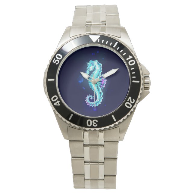 Zeepaerdje van kristal ijs op blauwe achtergrond horloge (Voorkant)
