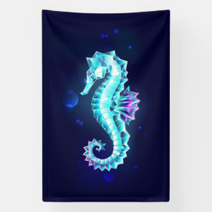Zeepaerdje van kristal ijs op blauwe achtergrond spandoek