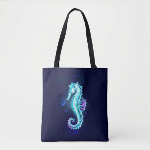 Zeepaerdje van kristal ijs op blauwe achtergrond tote bag