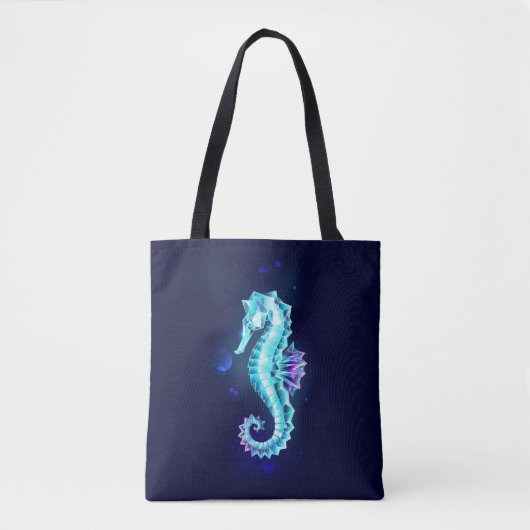 Zeepaerdje van kristal ijs op blauwe achtergrond tote bag (Voorkant)