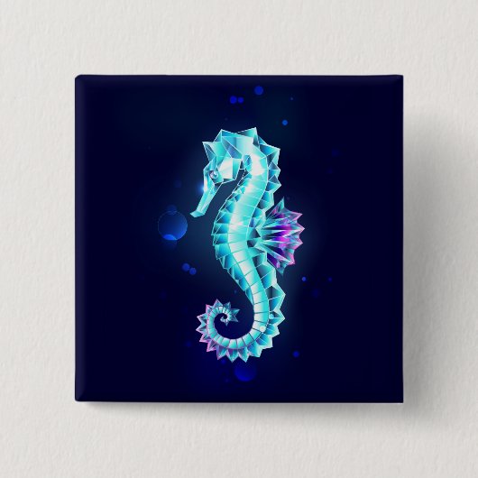 Zeepaerdje van kristal ijs op blauwe achtergrond vierkante button 5,1 cm (Voorkant)