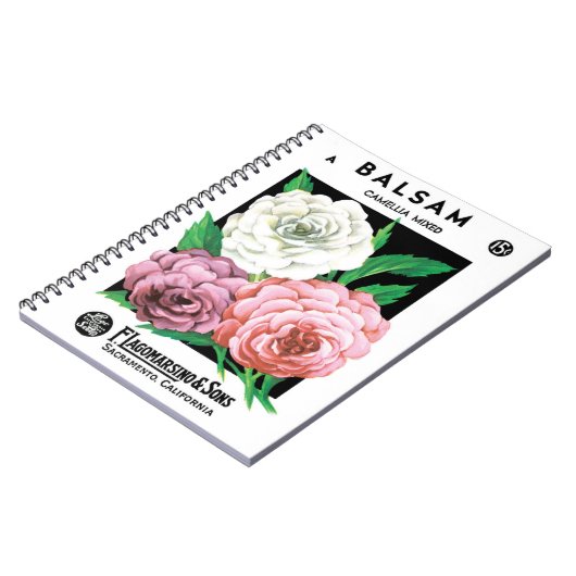  zeepakketlabel Art, Camellia Flowers Notitieboek (Linkerzijde)
