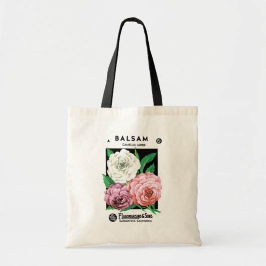 zeepakketlabel Art, Camellia Flowers Tote Bag (Voorkant)