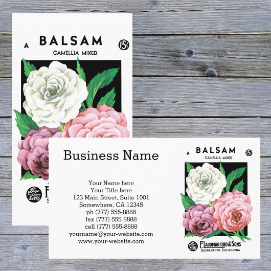 zeepakketlabel Art, Camellia Flowers Visitekaartje