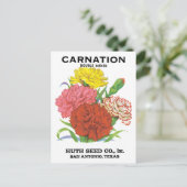 zeepakketlabel kunst, anjerbloemen briefkaart (Staand voorkant)