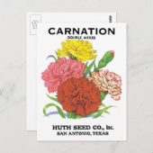 zeepakketlabel kunst, anjerbloemen briefkaart (Voorkant / Achterkant)