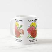 zeepakketlabel kunst, anjerbloemen koffiemok (Voorkant links)