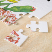 zeepakketlabel kunst, anjerbloemen legpuzzel (Zijkant)