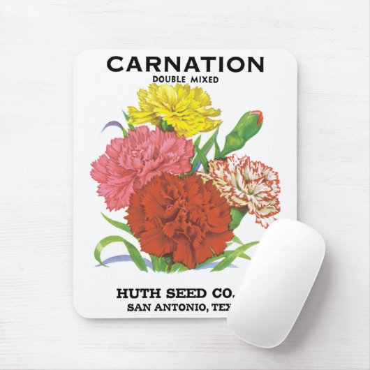  zeepakketlabel kunst, anjerbloemen muismat (Met muis)