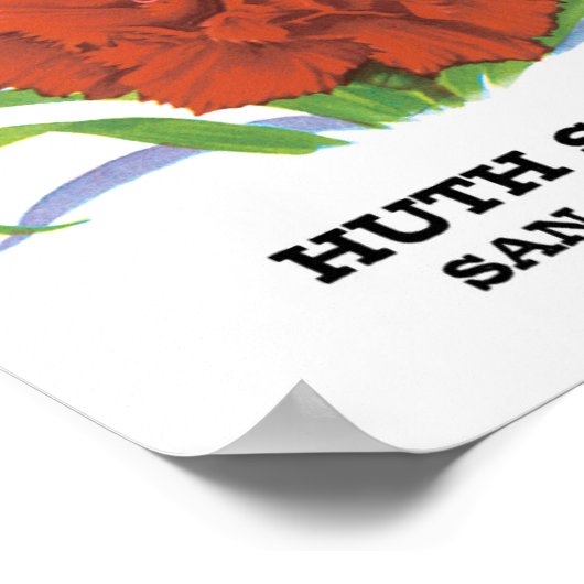 zeepakketlabel kunst, anjerbloemen poster (Hoek)