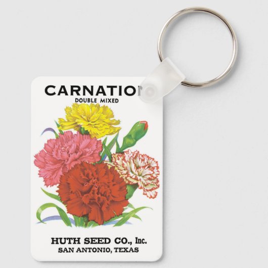  zeepakketlabel kunst, anjerbloemen sleutelhanger (Achterkant)