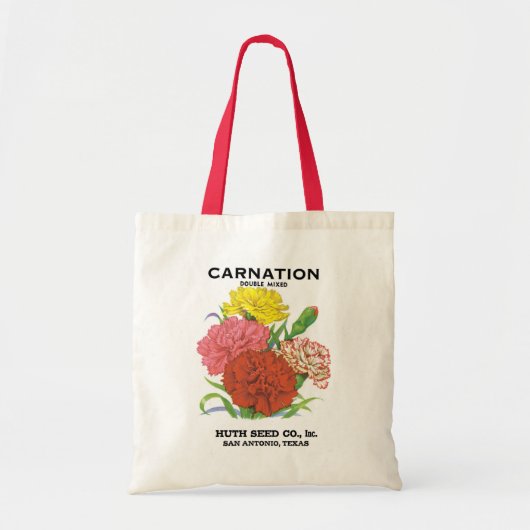 zeepakketlabel kunst, anjerbloemen tote bag (Voorkant)