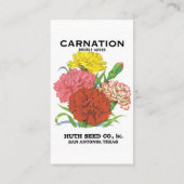  zeepakketlabel kunst, anjerbloemen visitekaartje (Achterkant)