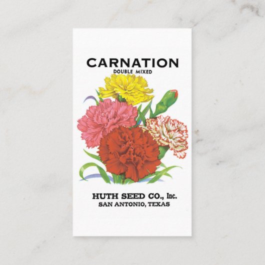  zeepakketlabel kunst, anjerbloemen visitekaartje (Achterkant)