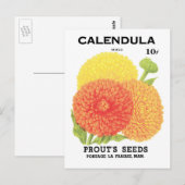  zeepakketlabel kunst, kalendula-bloemen briefkaart (Voorkant / Achterkant)