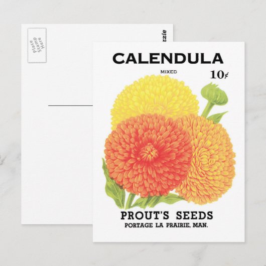  zeepakketlabel kunst, kalendula-bloemen briefkaart (Voorkant / Achterkant)