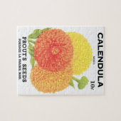 zeepakketlabel kunst, kalendula-bloemen legpuzzel (Horizontaal)