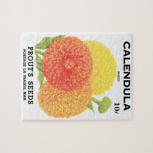  zeepakketlabel kunst, kalendula-bloemen legpuzzel (Horizontaal)