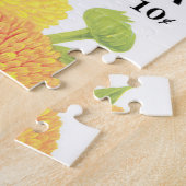 zeepakketlabel kunst, kalendula-bloemen legpuzzel (Zijkant)