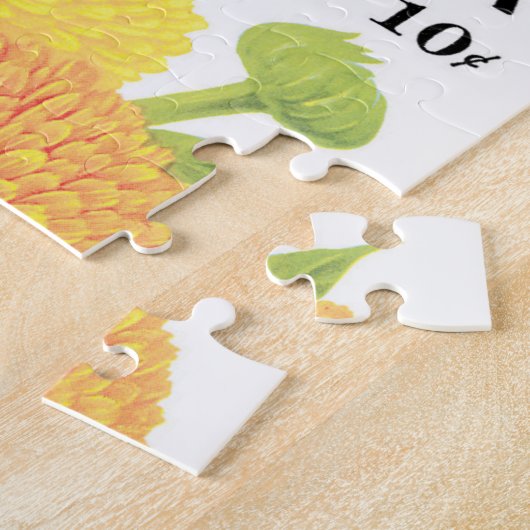  zeepakketlabel kunst, kalendula-bloemen legpuzzel (Zijkant)