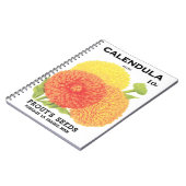 zeepakketlabel kunst, kalendula-bloemen notitieboek (Linkerzijde)