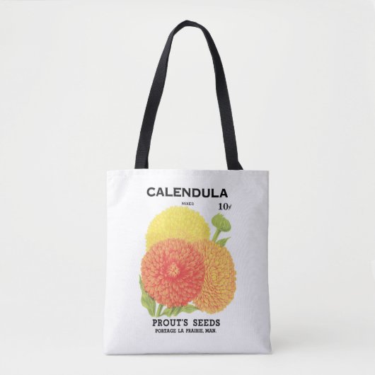 zeepakketlabel kunst, kalendula-bloemen tote bag (Voorkant)