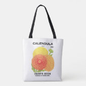 zeepakketlabel kunst, kalendula-bloemen tote bag (Achterkant)