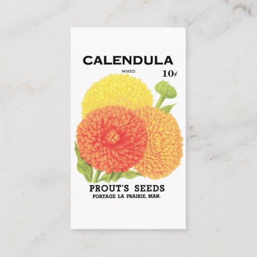  zeepakketlabel kunst, kalendula-bloemen visitekaartje (Achterkant)