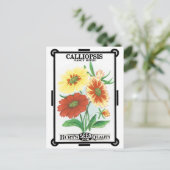 zeepakketlabel kunst, kalliopsis bloemen briefkaart (Staand voorkant)