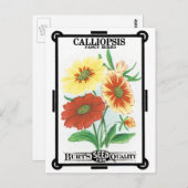 zeepakketlabel kunst, kalliopsis bloemen briefkaart (Voorkant / Achterkant)