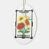 zeepakketlabel kunst, kalliopsis bloemen keramisch ornament (Links)